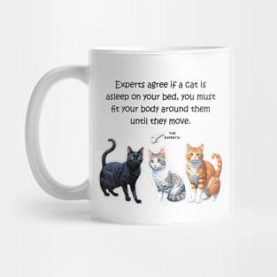 Experts agree if a cat is asleep on you, you must fit your body around them - funny watercolour cat design Mug